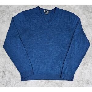 Brooks Brothers 100% SaxXon Wool Sweater, V Neck, Blue, Mens Sz L, New